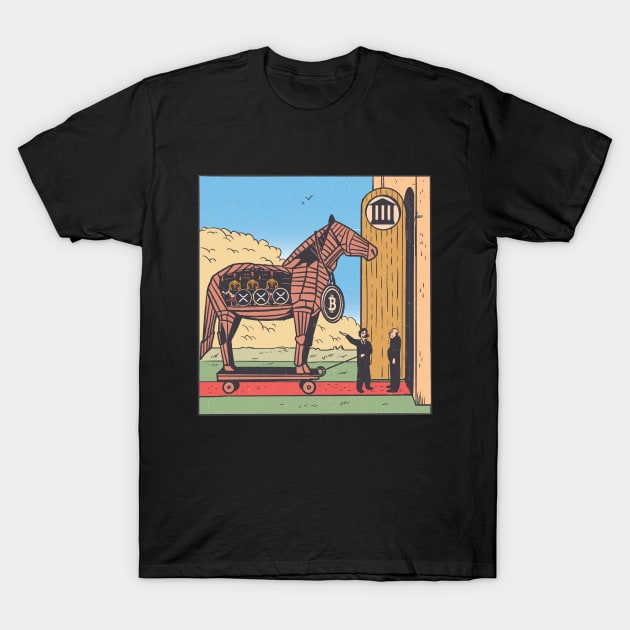 XRP Army Bitcoin Trojan Horse Cryptocurrency T-Shirt by UNDERGROUNDROOTS